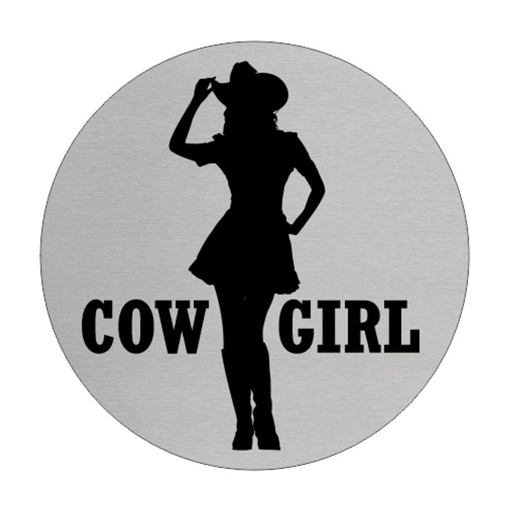 CombiCraft Aluminium Türschild 'Damen Cowgirl' - Ø75mm mit 3M-Klebeband