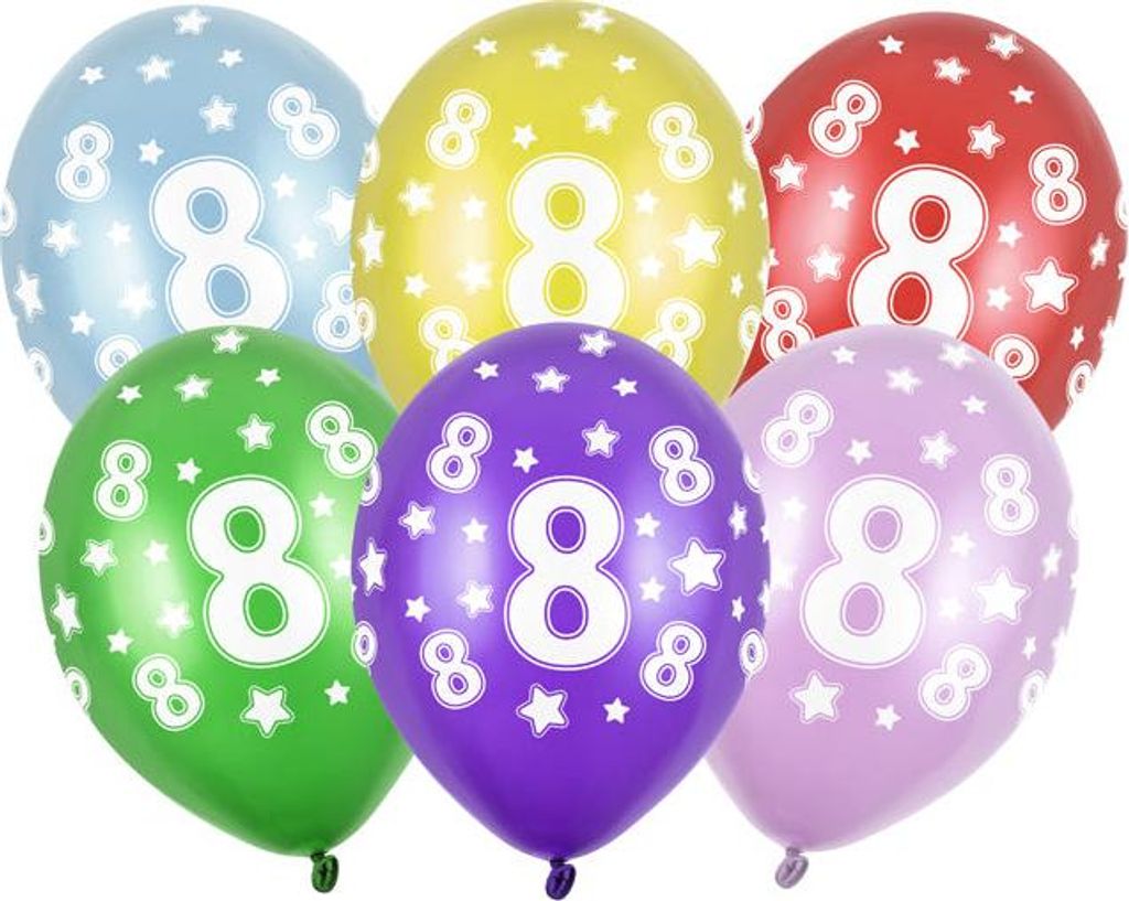 6 Wild 8th Birthday Luftballons 30cm