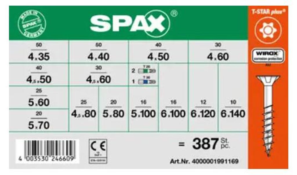 Set mit 364 Holzschraube Senkkopfschraube T-STAR WIROX + 3 Produktbild 