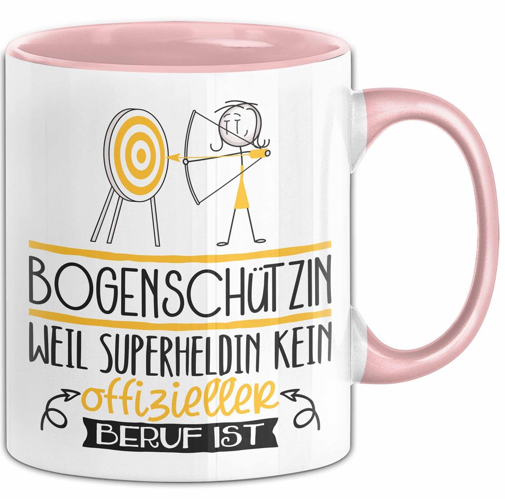 Bogenschützin Geschenk Tasse Lustiger Spruch Bogenschützin Weil Superheldin Kein Offizieller Beruf Ist Geschenkidee (Rosa)