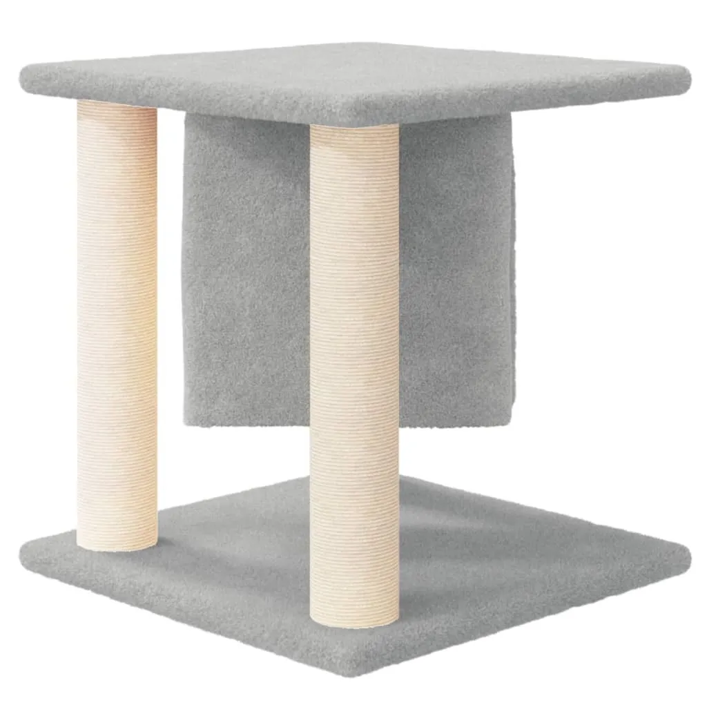 Arbre à chat gris clair 37 cm avec poteaux en sisal haute résistance