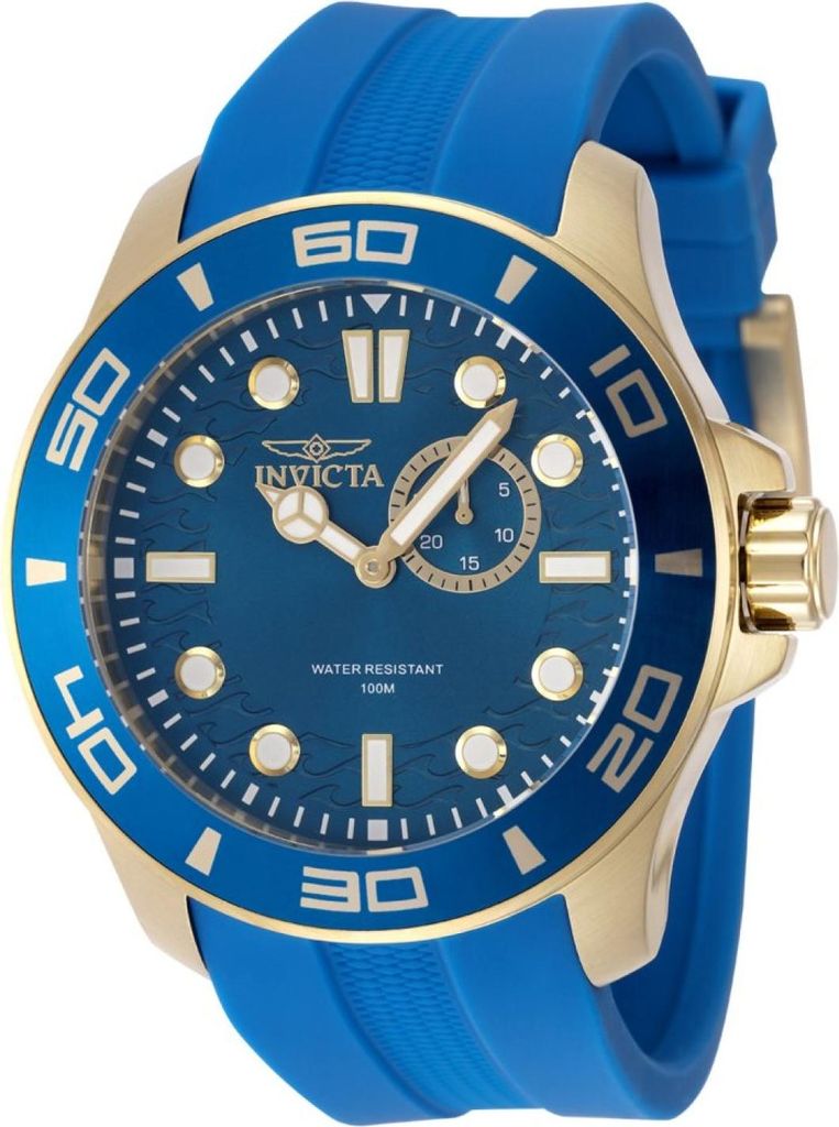 Invicta Pro Diver 49270 Herren Uhr - Quartz Bewegung - Edelstahl mit Blauem Zifferblatt - 50 mm