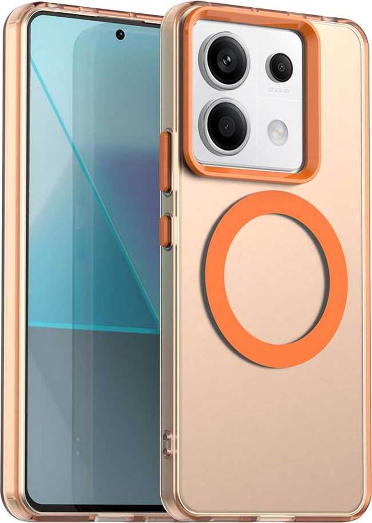 Magnetisch Hülle für Xiaomi Redmi Note 13 Pro 5G /Poco X6 5G, Schlank Durchscheinend Matt Stoßfest Handyhülle Orange
