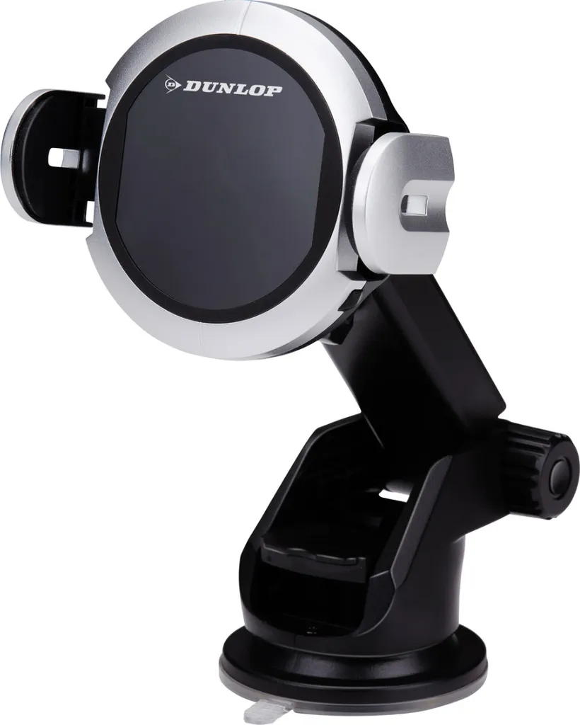 Support Téléphone Voiture Dunlop avec Chargeur Qi Induction Noir 92mm
