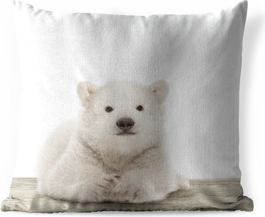 MuchoWow Outdoor Kissen - Eisbär - Tiere - Kinder - Weiß - Jungen - Mädchen - 45x45 cm - Wetterfest - Lounge Kissen - Fotokissen - Dekoratives...