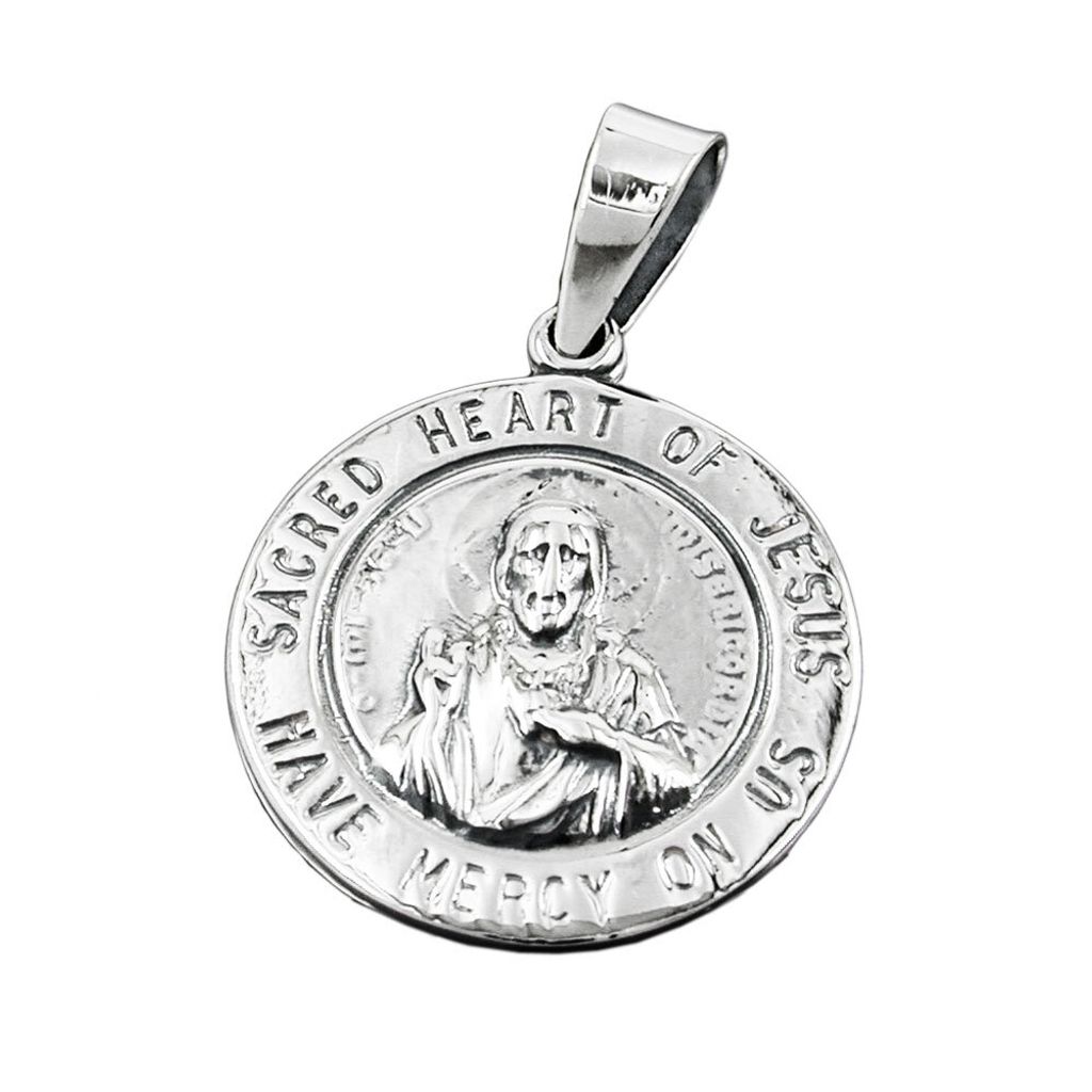 Anhänger 26mm Herz-Jesu-Verehrung dunkel geschwärzt Silber 925 silber 26mm