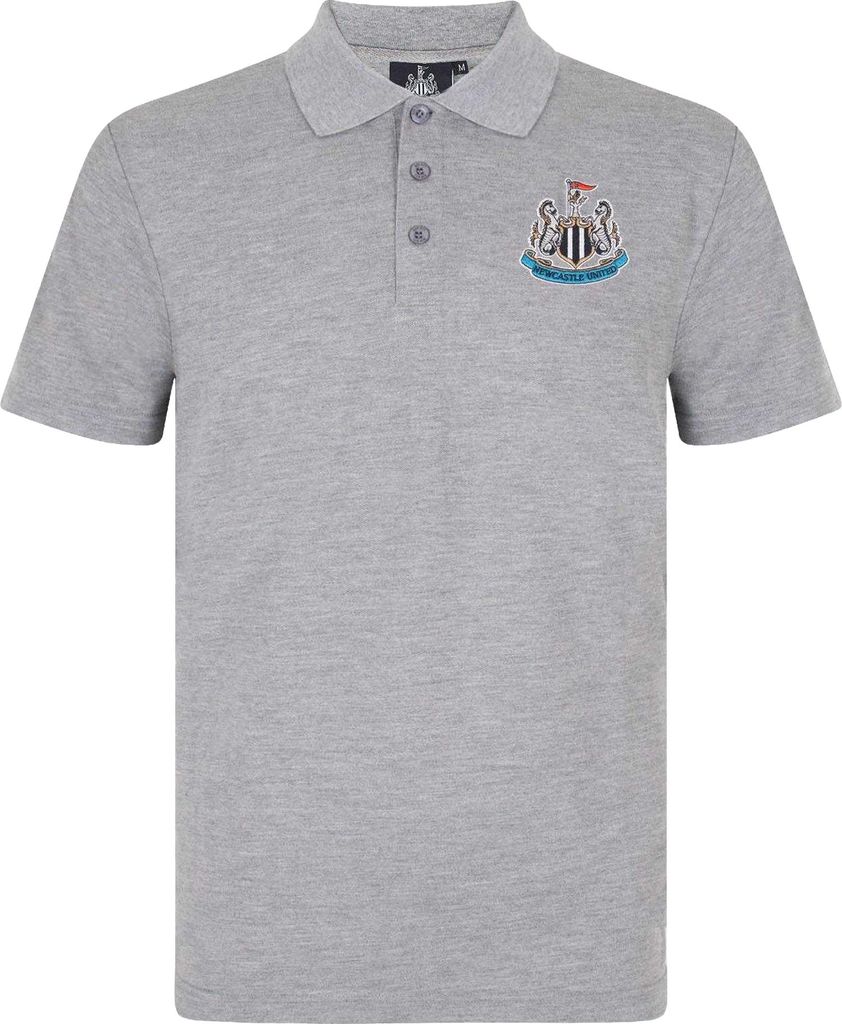Newcastle United FC - Poloshirt für Herren, Gewebter Aufnäher GF265 (L) (Grau)