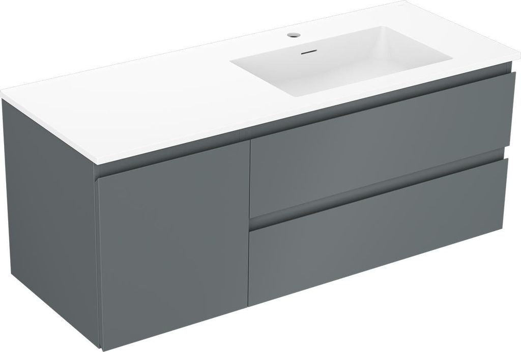Mexen Orio Badezimmer-Unterschrank 90 cm mit Waschbecken Vela, 2 Schubladen, weiß glänzend - 91A10-09047-2-BFF00-W23M00