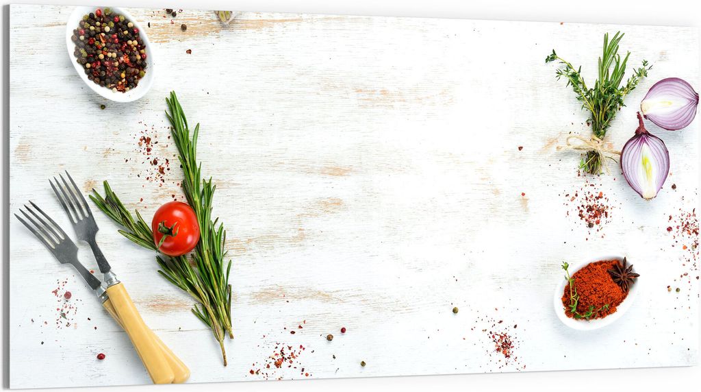 DEQORI Magnettafel Glas 100x50 cm 'Küchenkräuter und Gewürze' beschreibbar Whiteboard