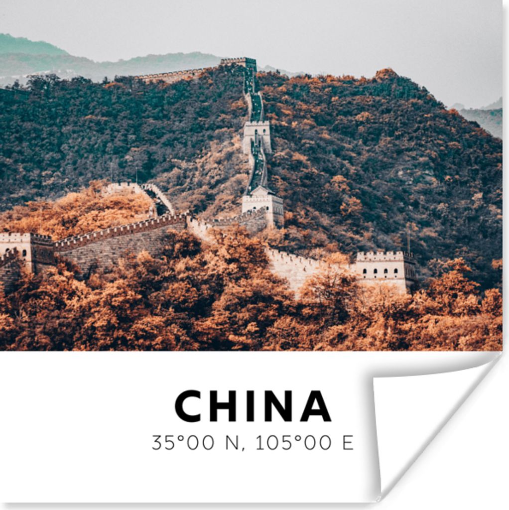 MuchoWow Poster China - Große Mauer - Herbst 75x75 cm - Wand Dekoration