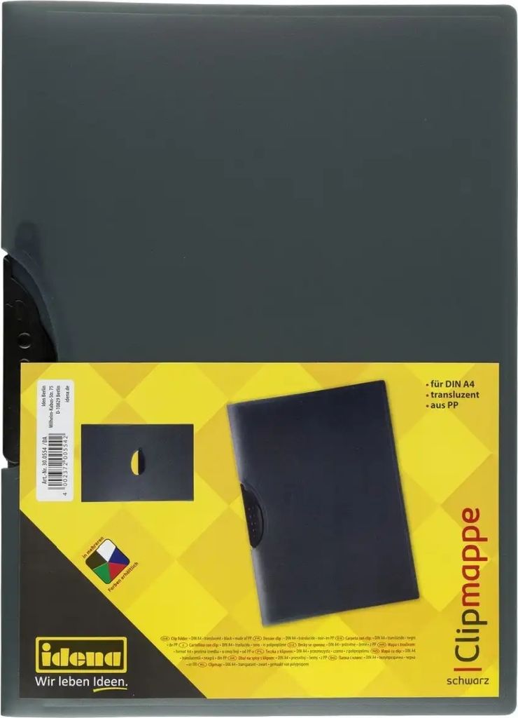 Idena 300554 - Clip Mappe A4, schwarz