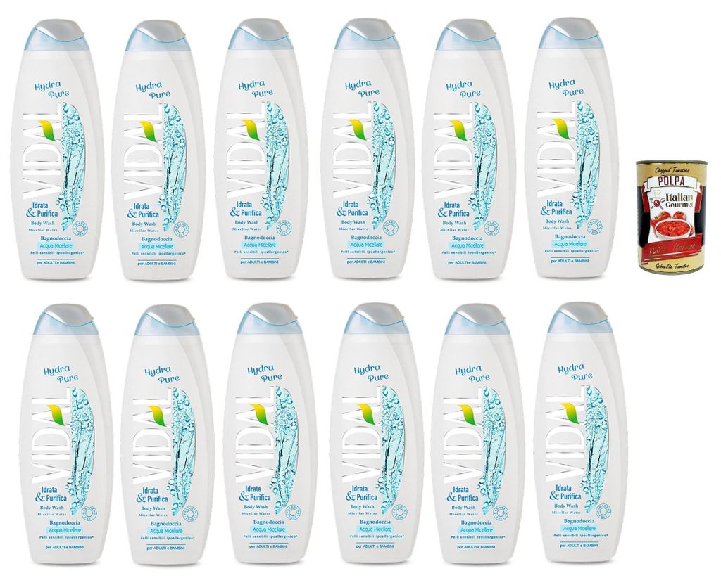 Vidal Bagnoschiuma Hydra Pure Schaumbäder Bades bath shower foam 12x 500 ml Pflege und Reinigung des Körpers + Italian Gourmet polpa 400g