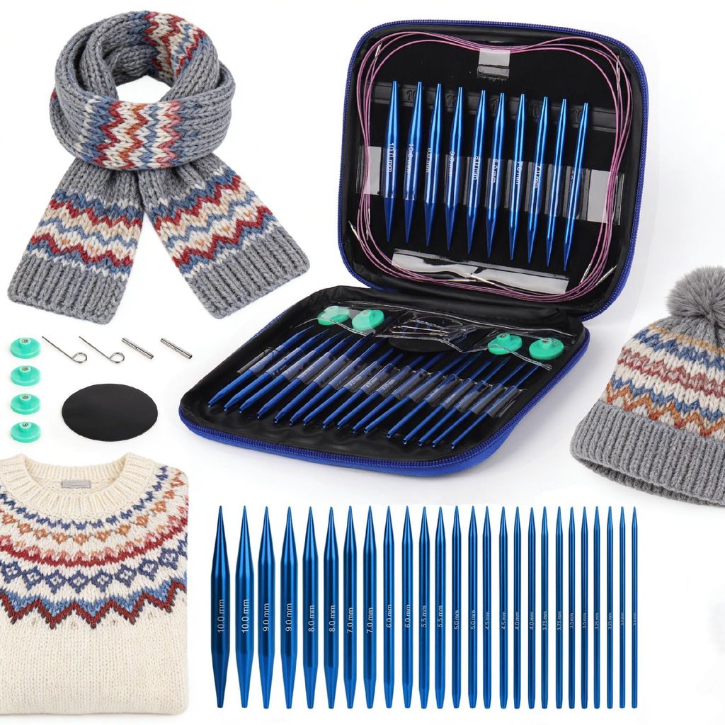 STILVORA Bastelsets, Ring-Nadel-Set Strickwerkzeug, DIY Stricknadeln für Rundstricken, Häkel- und Strickzubehör, Komplettes Set für Anfänger &...