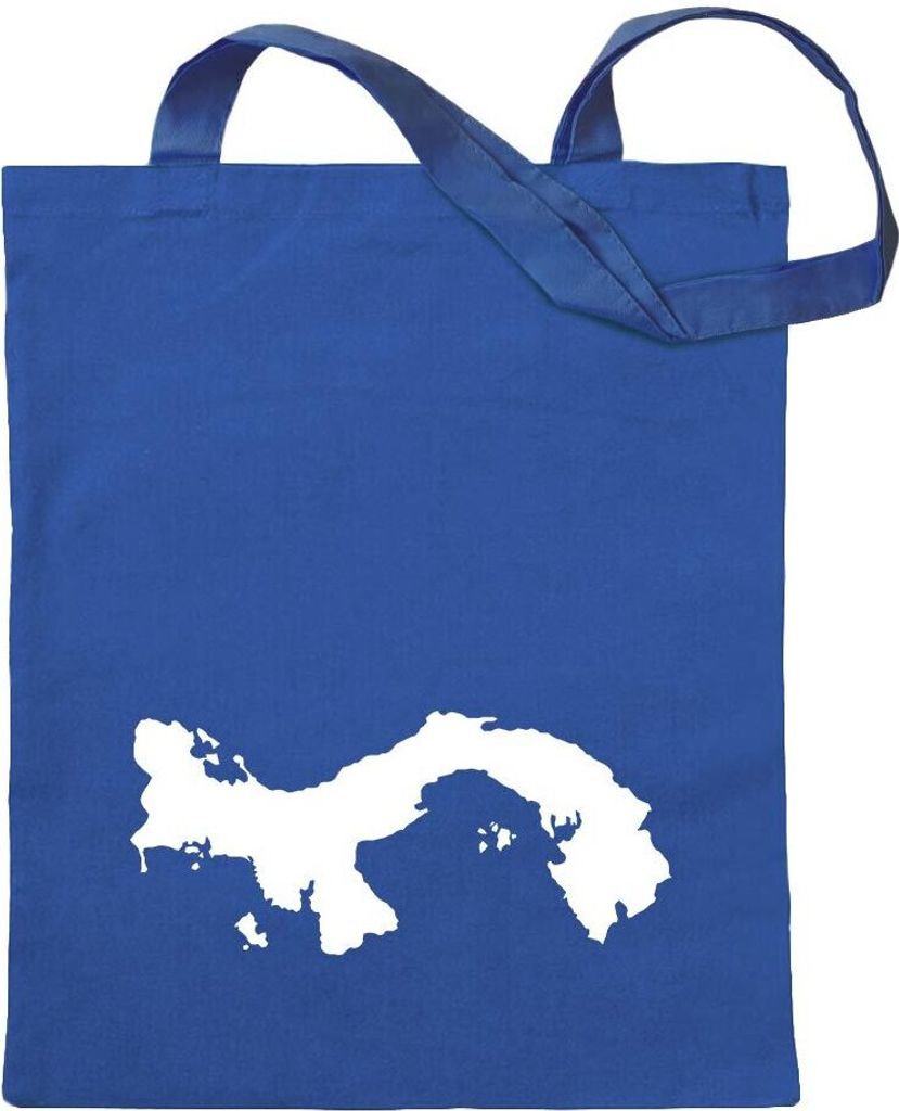Kiwistar - Baumwolltasche - royalblau - Panama Umriss Kontur - Tragetasche Stoffbeutel Umhängetasche Langer Henkel