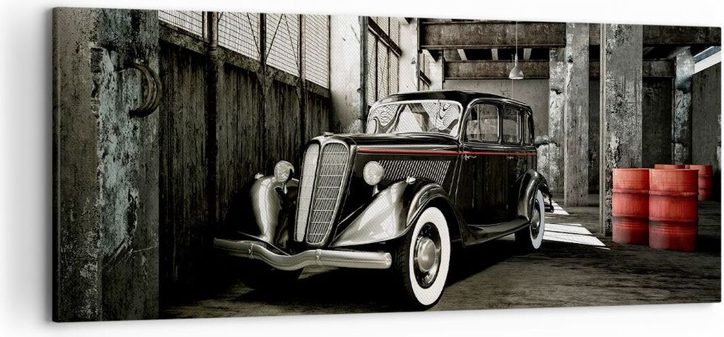 Bild auf Leinwand - Leinwandbild - Auto klassisch auto modell - 120x50cm - Wand Bild - Wanddeko - Leinwanddruck - Bilder - Kunstdruck - Wanddekorat...