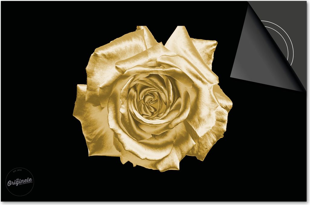 Induktionsschutz 77x51 - abdeckplatte Induktion matt- Dietrix Kochfeldschutz- Base - Schwarz und Gold - Golden Rose