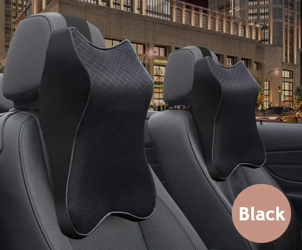 Cuscino Poggiatesta Nero per Auto - Memory Foam Ergonomico e Sportivo