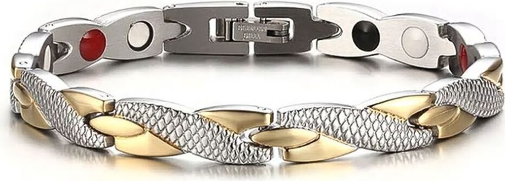 Damen Armband Magnetarmband 4-in-1 Edelstahl Gliederarmband Produktbild 