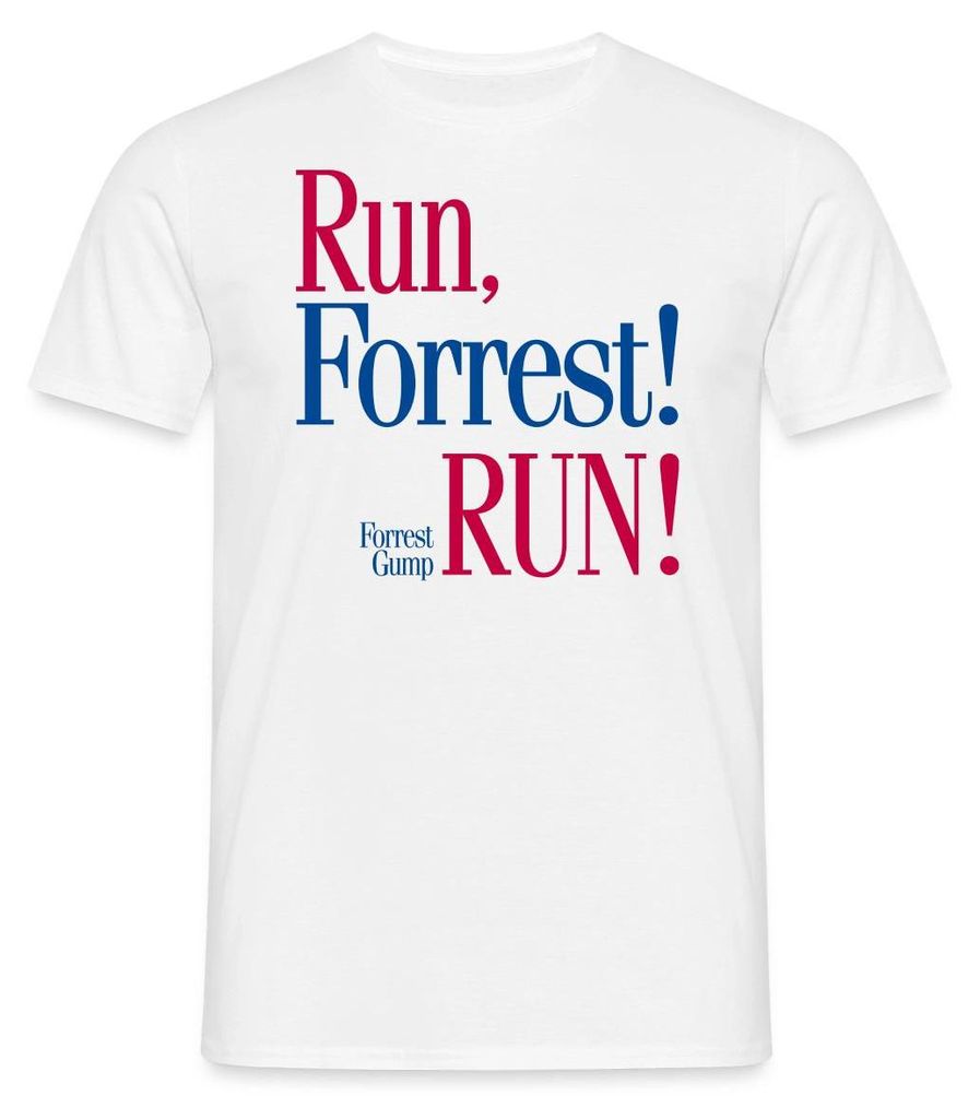 Spreadshirt Forrest Gump Run, Forrest Run Jogging Spruch Männer T-Shirt, XXL, Weiß