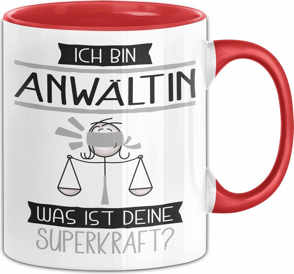 Anwältin Geschenk Tasse Ich Bin Anwältin Was Ist Deine Superkraft Geschenkidee Lustig Geburtstag Weihnachten (Rot)