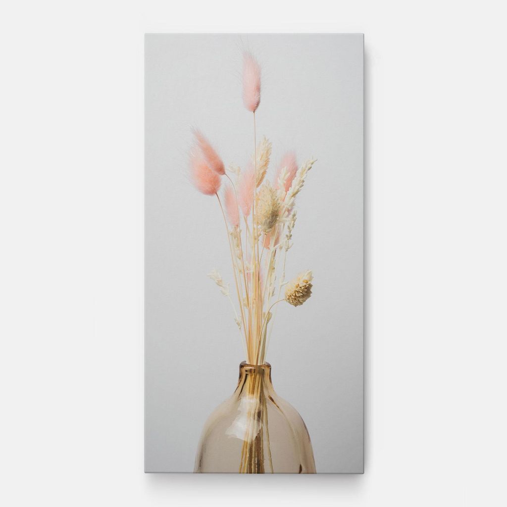 ARTHUB Leinwandbild 60x120 cm, Pink Cream Flower Vase | Wohnzimmerdekoration, Hängende Bilder, Wanddekoration, Heimdekoration, Blumen, Blumen in...