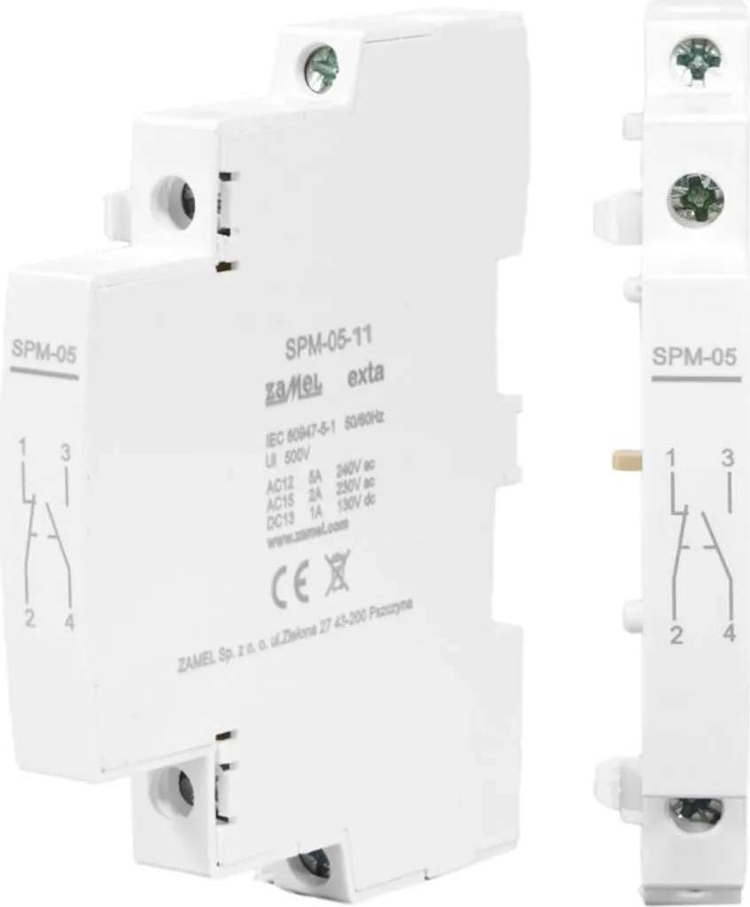 Contatto ausiliario per contattori della serie EXTA STM 5A 1NO+1NC ZAMEL SPM-05-11