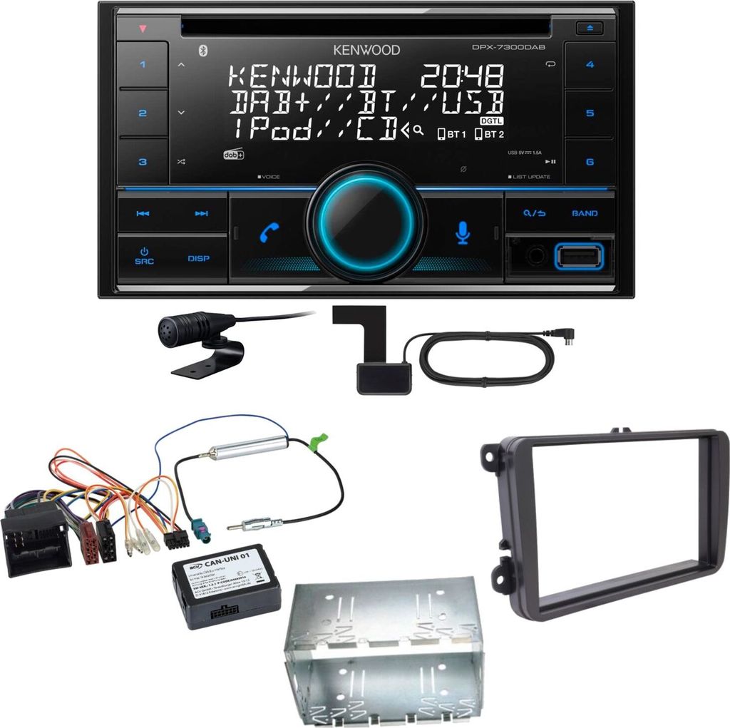 Kenwood DPX-7300DAB Bluetooth DAB Einbauset für Tiguan Amarok Caddy Jetta