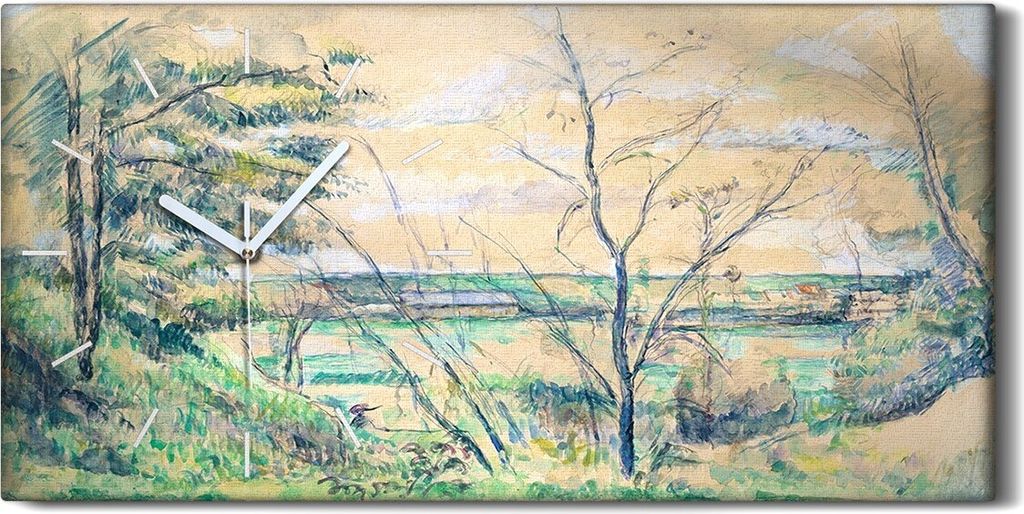 Dekor Leinwand Uhr Wandbilder Geräuschlos Kunstdruck 60x30 Das Oise Tal - weiße Hände