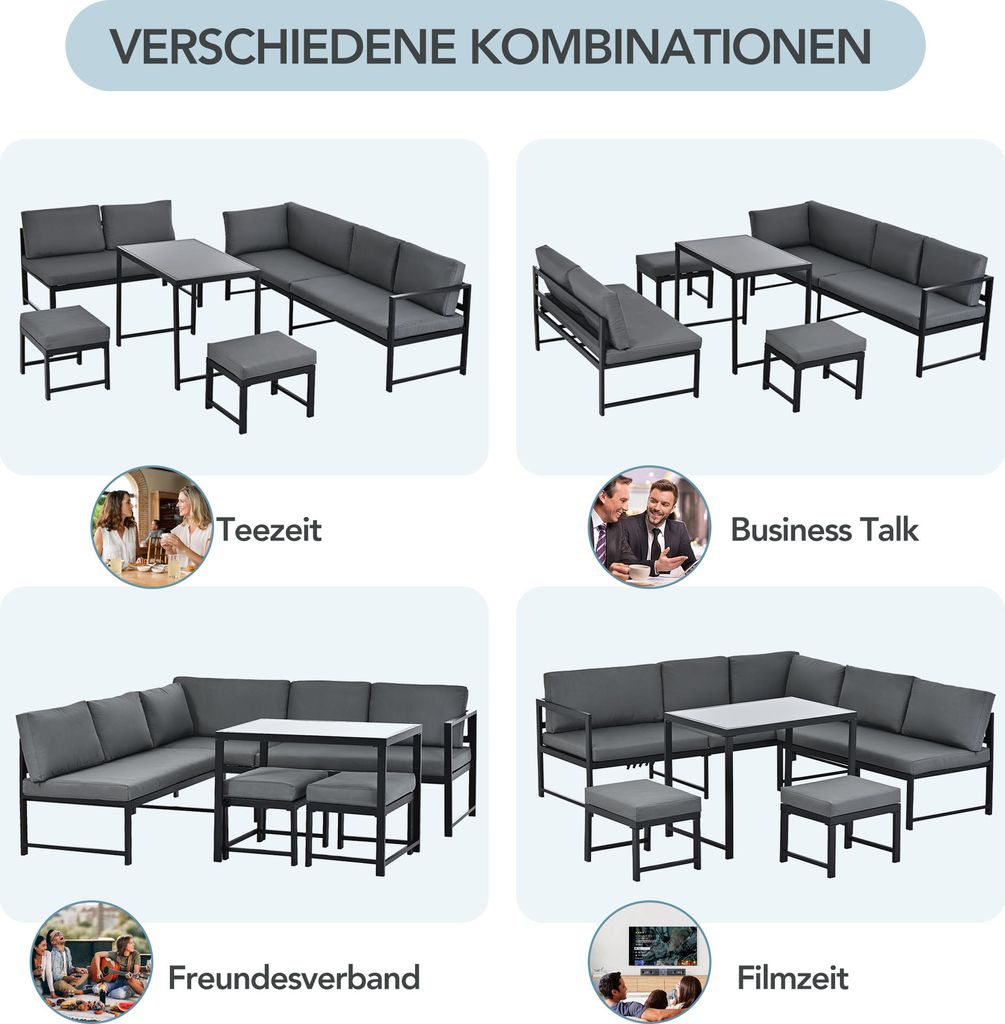 Merax Gartenmöbelset für 6-7 Personen, 5-tlg. Sitzgruppe Produktbild 3
