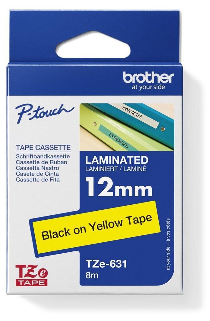 Brother TZE631, labelcassette, geel/zwart, 12 mm Productafbeelding 