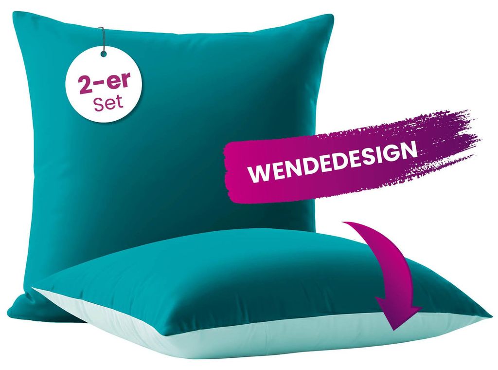 wometo Kissenbezug im Doppelpack & Wende-Design ca. 80x80 Produktbild 
