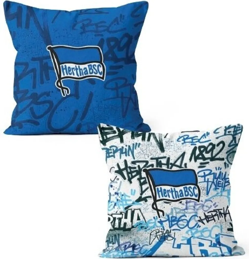 Coussin Hertha BSC Graffiti 40x40 : Le Cadeau Idéal pour Fan de Foot