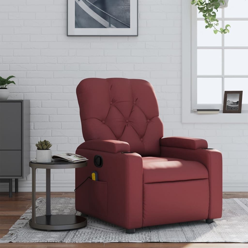 "2026 Promotion" Massagesessel/Loungesessel/TV-Sessel - Weinrot Kunstleder - Couchsessel CC22620
