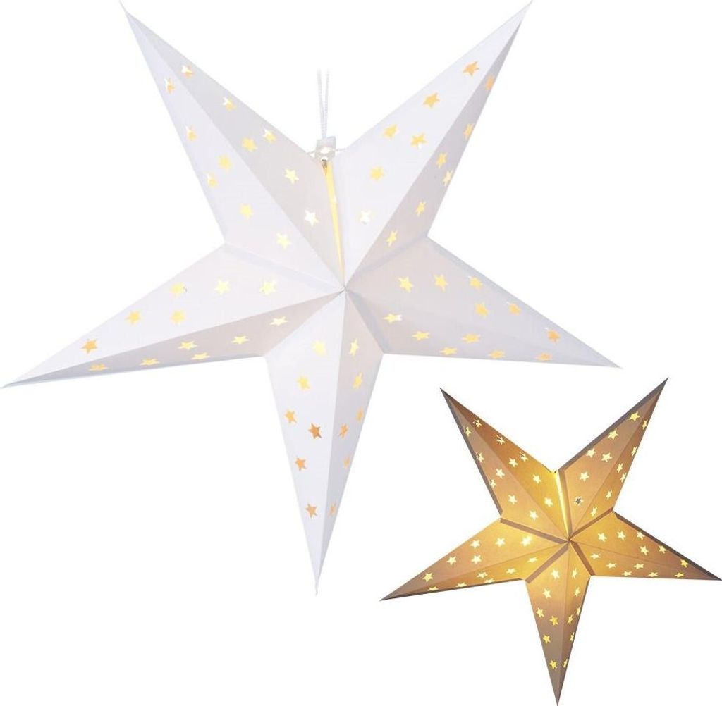 Stella di Natale bianca con 10 luci LED - Decorazione Immagine del prodotto 