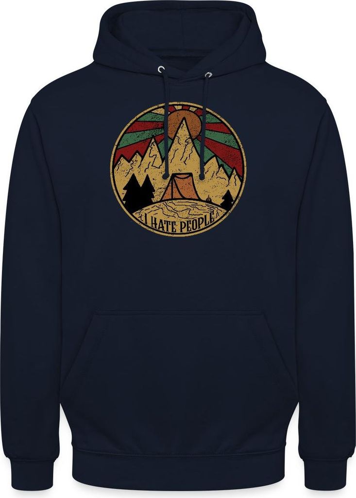 Spreadshirt I Hate People - Ich Hasse Menschen - Camping Uni Hoodie, 4XL, Navy