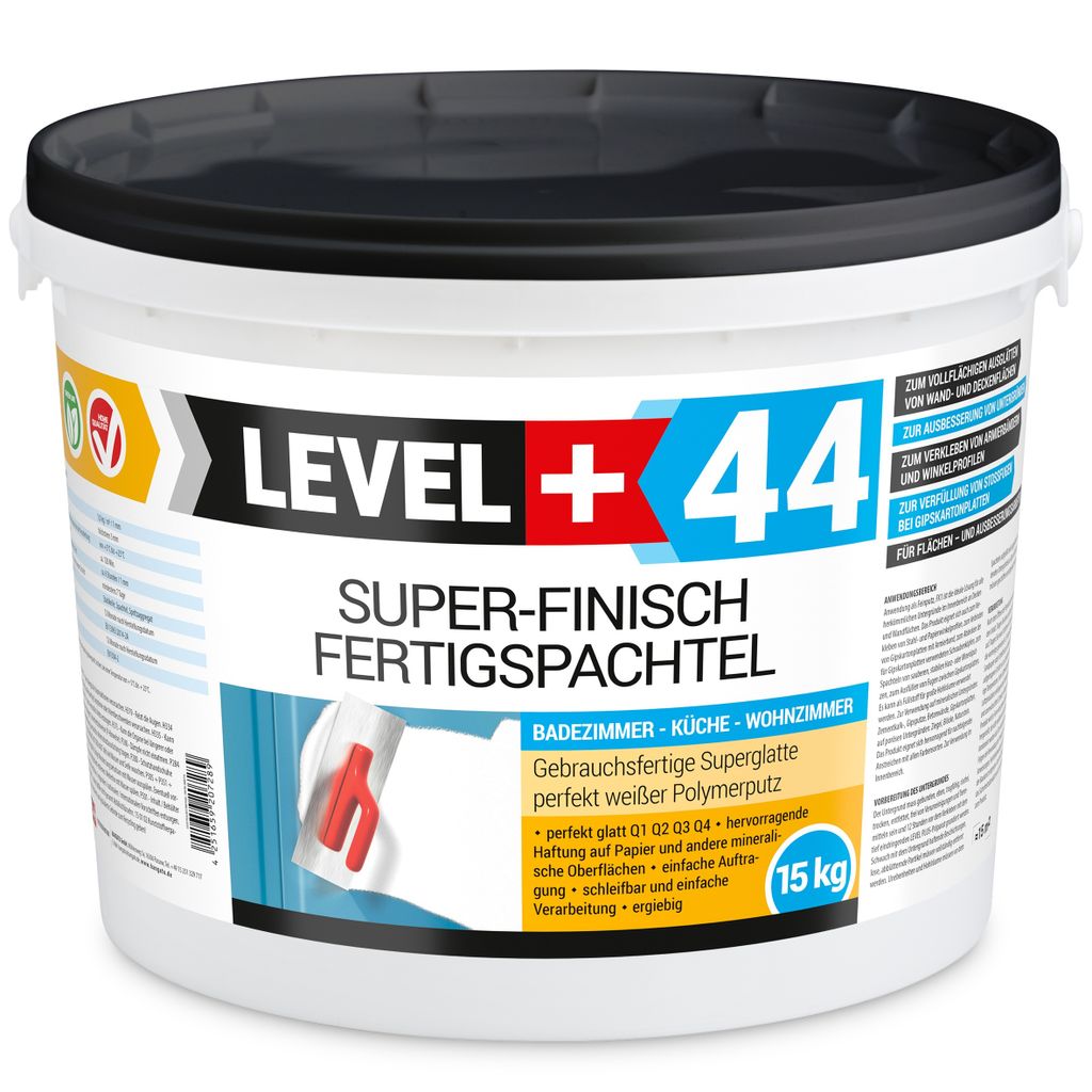 Super Finish Fertig Spachtelmasse 15kg Fugenspachtel Q1-Q4 Weiß Glätten Bad Küche Innenbereich RM44