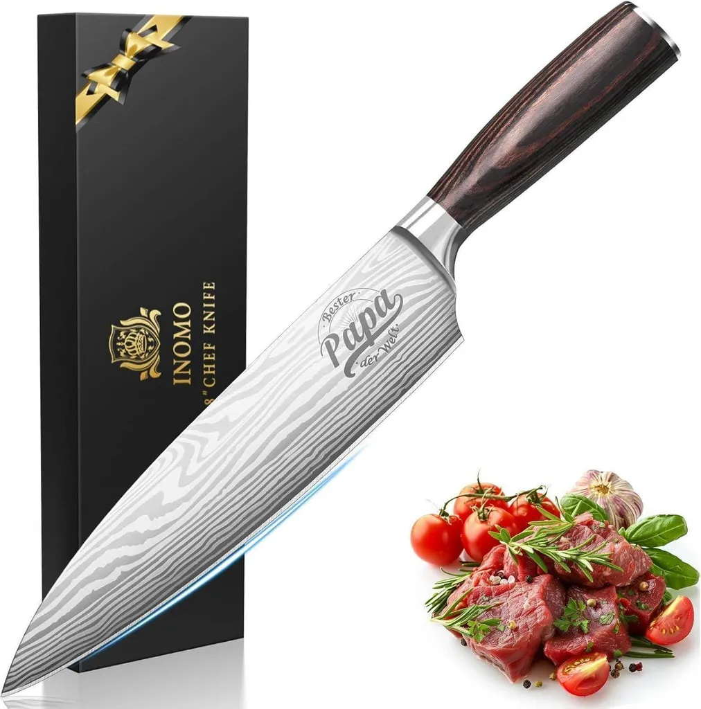 Couteau de Chef Artisanal pour Homme - Idée Cadeau Fête des Pères 20cm