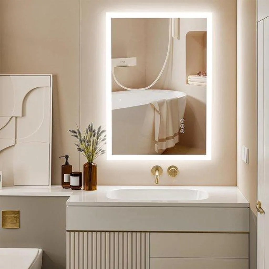Miroir lumineux LED pour salle de bain 50x70 cm avec réglage tactile