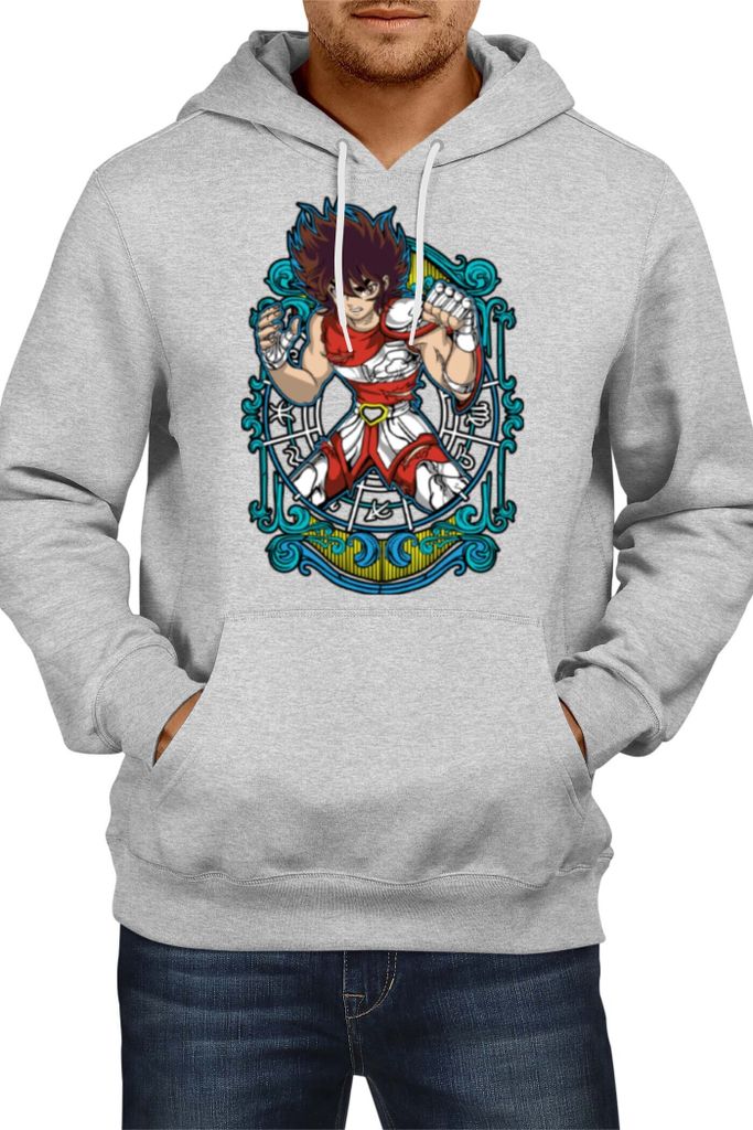 Herren Kapuzenpullover Japan Manga Comics Anime Saint Anime Seiya Pegasus Var-011 Pegasus Knight, Man L / Grau
