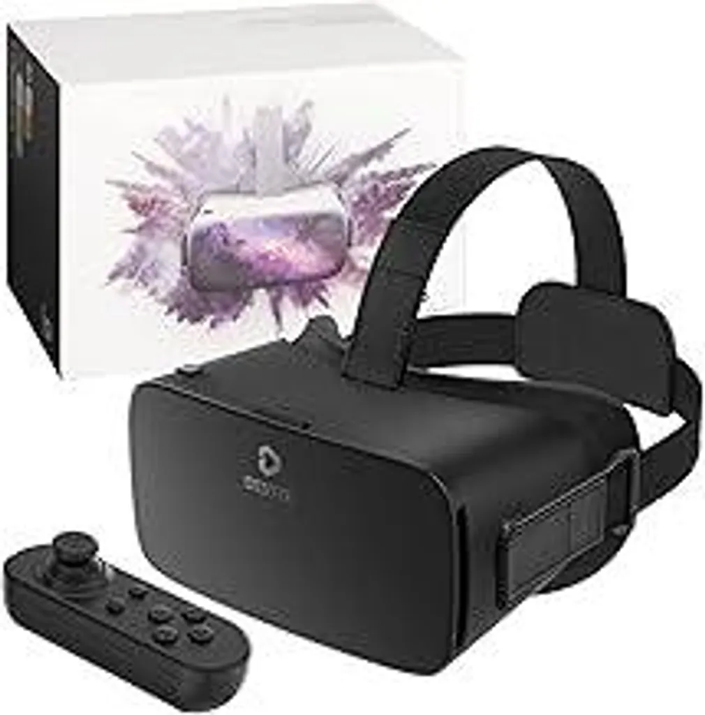 DESTEK V5 VR Occhiali cellulare per bambini, protezione per gli occhi Occhiali cellulare 3D 110° FOV HD Lenti anti-luce blu VR Headset per iPhone Samsung Android 4,7-6,8 pollici Bambini (nero)