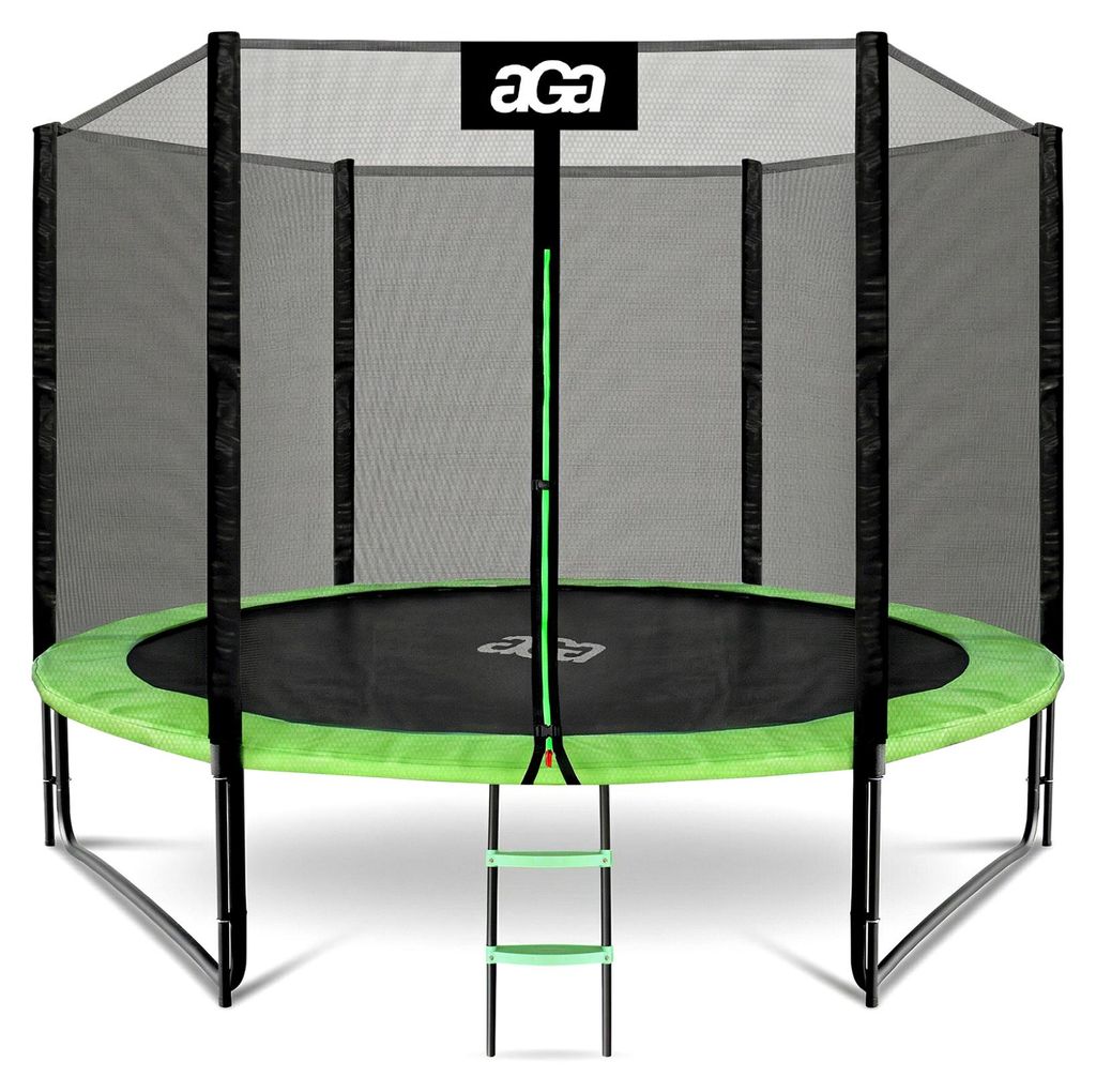 Aga SPORT PRO Trampolin 305 cm 10 ft Hellgrün, Kindertrampolin, Gartentrampolin mit Sicherheitsnetz + Sicherheitsnetz + Leiter