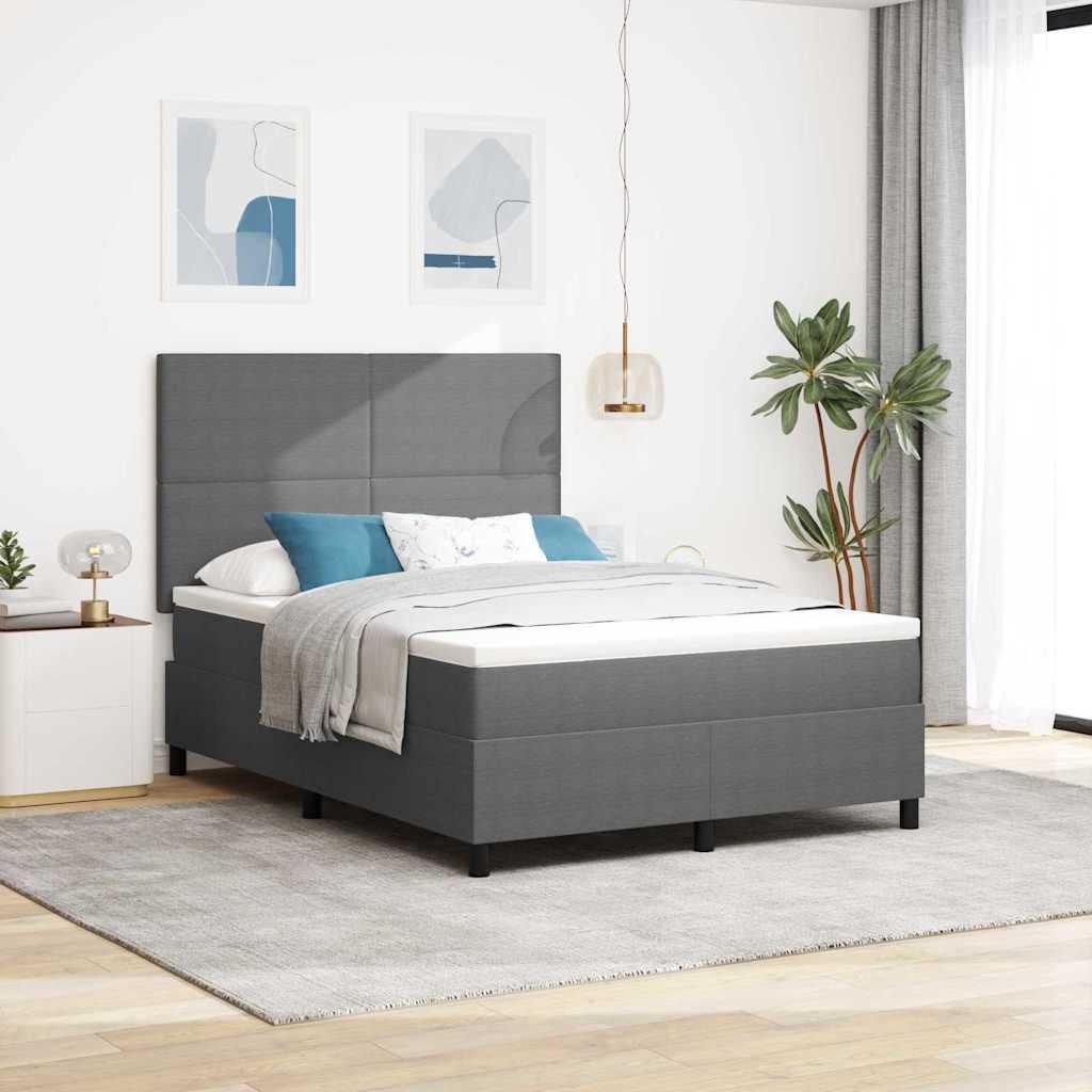Maison Exclusive - LED Boxspringbett Hellgrau und Weiß 140 x 190 cm Cordstoff