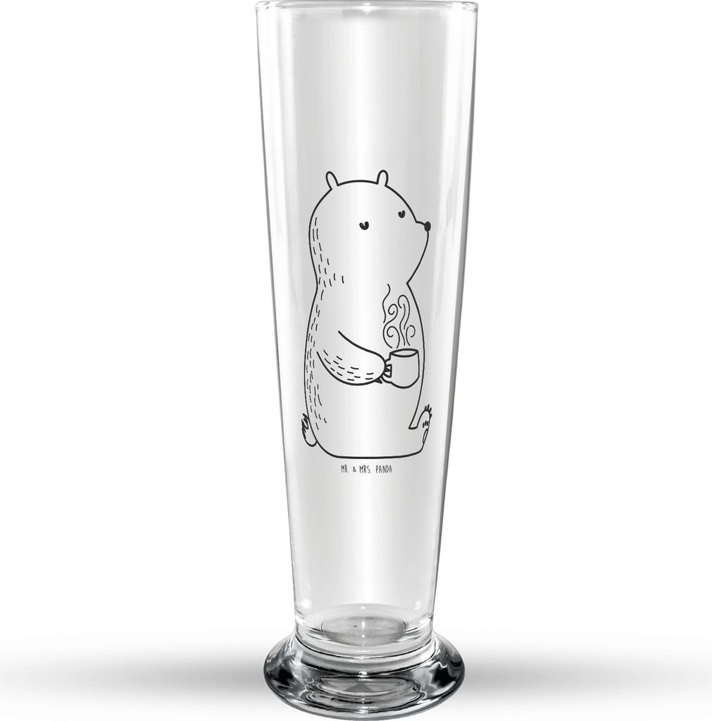 Mr. & Mrs. Panda Bierglas Bär Kaffee - Transparent - Geschenk, Trinkglas, Glasbierglas, Morgenroutine, Coffee, Bierbecher, Bären, Glasbecher, Bie...