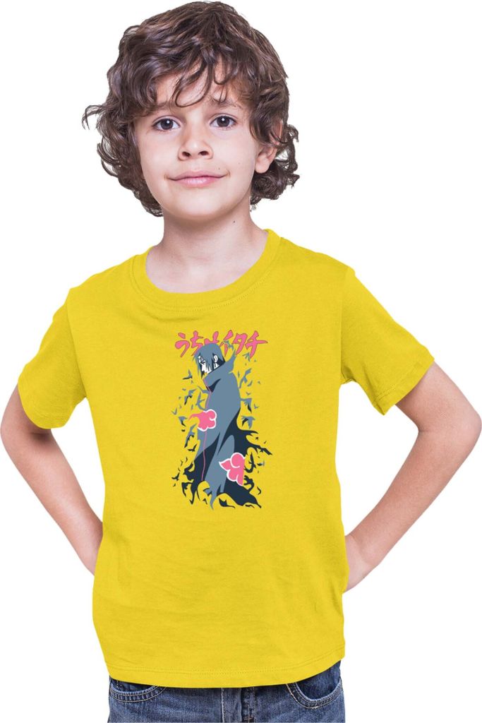 Kinder T-Shirt Japan Anime Manga Naruto Itachi Uchiha 01 Uchiha Brother, 9-11 Jahr - 140 / Gelb