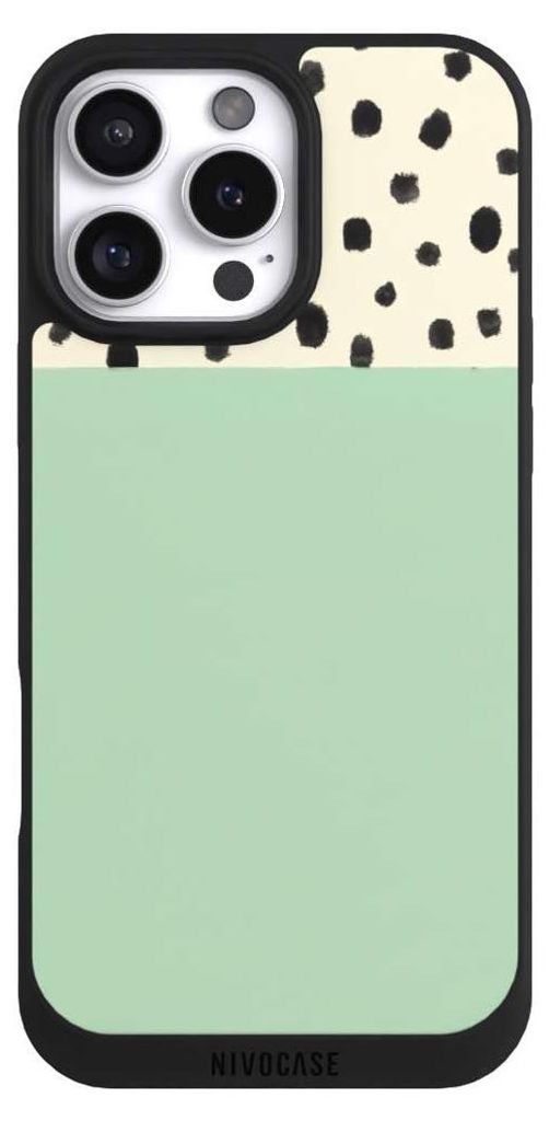 NIVOCASE Handyhülle für Apple iPhone 16 Pro Max Hülle NIVOpure Case Schwarz Abstrakt Boho Polka Dots