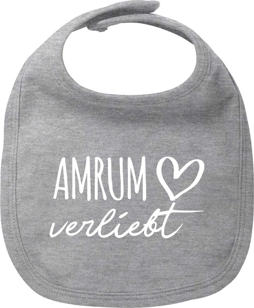Huuraa Baby Lätzchen Amrum verliebt Heather Grey Klettverschluss Baumwolle Latz Geschenkidee