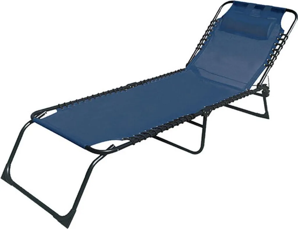 Marbueno Transat Pliable en Acier Bleu 190x58x27 cm avec Coussin 10003