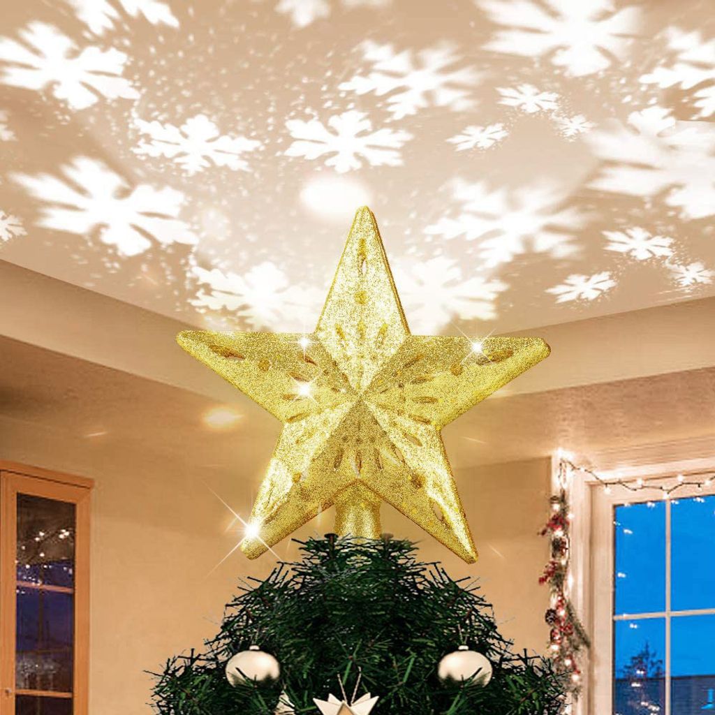 Weihnachtsbaumspitze Gold Stern LED
