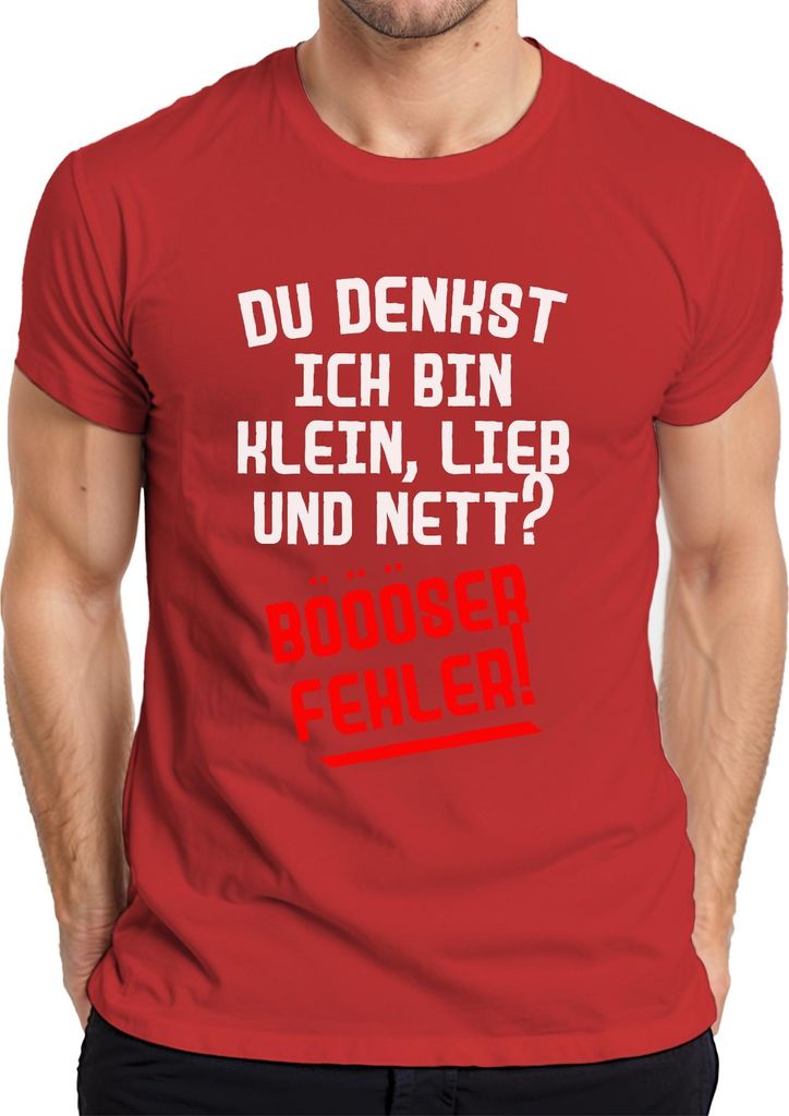Klein lieb nett böser Fehler frecher sarkastischer Humor Spruch Herren T-Shirt, Rot, XXL