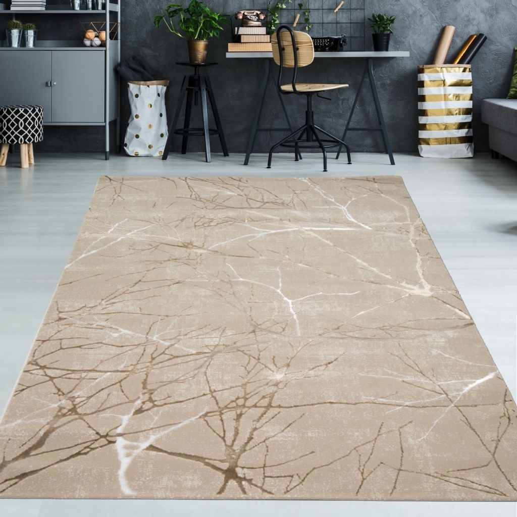 Designer Teppich Ästemuster in beige Größe - 120 x 170 cm